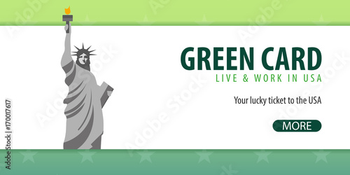 Green Card Lottery banner. Immigration and Visa to the USA.