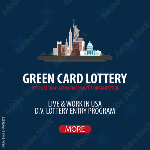 Green Card Lottery banner. Immigration and Visa to the USA.