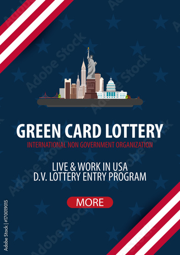 Green Card Lottery banner. Immigration and Visa to the USA.