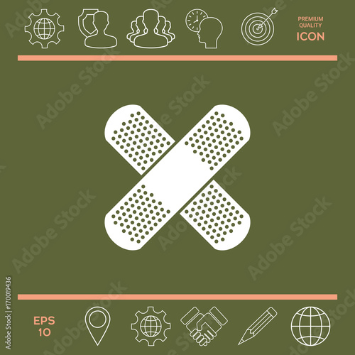 Cross adhesive bandage, medical  plaster icon