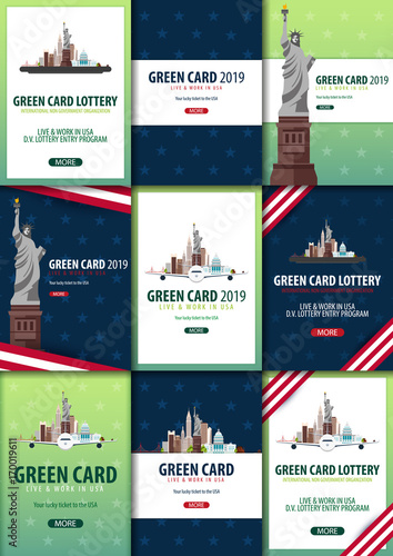 Green Card Lottery banner. Immigration and Visa to the USA.