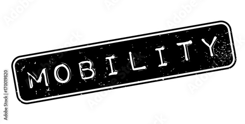 Mobility rubber stamp. Grunge design with dust scratches. Effects can be easily removed for a clean, crisp look. Color is easily changed.