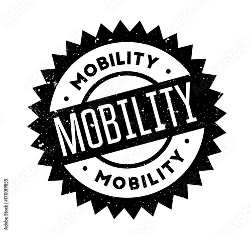 Mobility rubber stamp. Grunge design with dust scratches. Effects can be easily removed for a clean, crisp look. Color is easily changed.