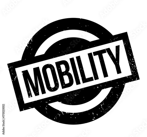 Mobility rubber stamp. Grunge design with dust scratches. Effects can be easily removed for a clean, crisp look. Color is easily changed.