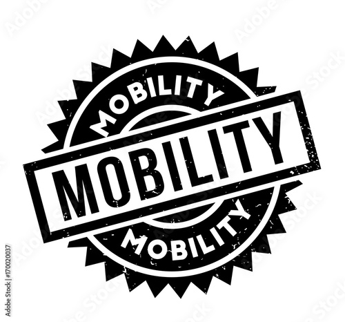 Mobility rubber stamp. Grunge design with dust scratches. Effects can be easily removed for a clean, crisp look. Color is easily changed.