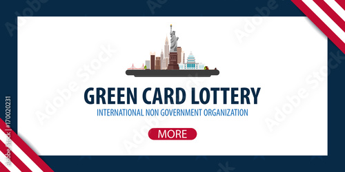 Green Card Lottery banner. Immigration and Visa to the USA.