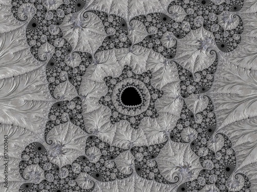 Silver fractal created in 3d. Rich look to decorate any card, vignette, invitation letter, background for website or social networks.