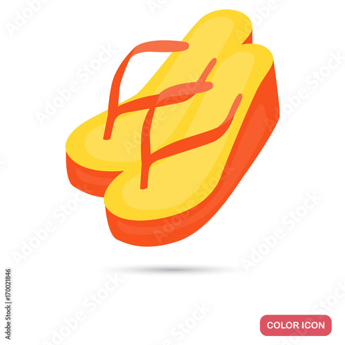 Summer flip flops color flat icon for web and mobile design