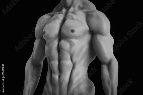Man with toned body Black and White