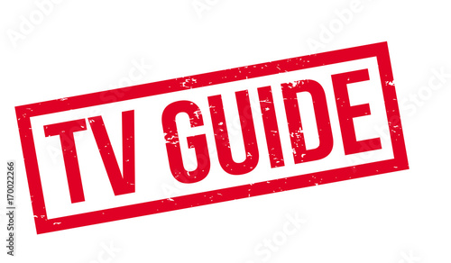 Tv Guide rubber stamp. Grunge design with dust scratches. Effects can be easily removed for a clean, crisp look. Color is easily changed.