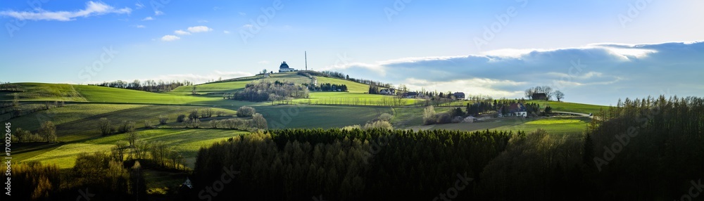 Panorama Landschaft Erzgebirge mit Schwartenberg - obrazy, fototapety, plakaty 