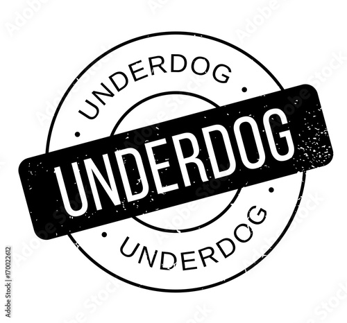 Underdog rubber stamp. Grunge design with dust scratches. Effects can be easily removed for a clean, crisp look. Color is easily changed.