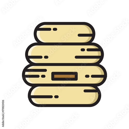 Beehive, bee hive, nest, minimalistic colorful thin line flat style icon, vector illustration isolated on white background. Flat style colorful thin line, outline icon with beehive, bee hive