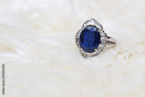 blue gem and diamond ring