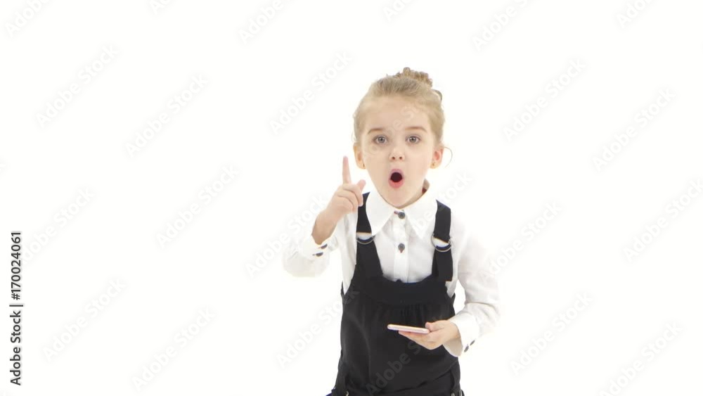 Great idea comes to baby when writing message on smartphone Great idea comes to baby when writing message on smartphone