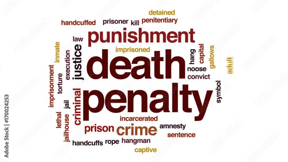 Death penalty animated word cloud, text design animation. Death penalty animated word cloud, text design animation.