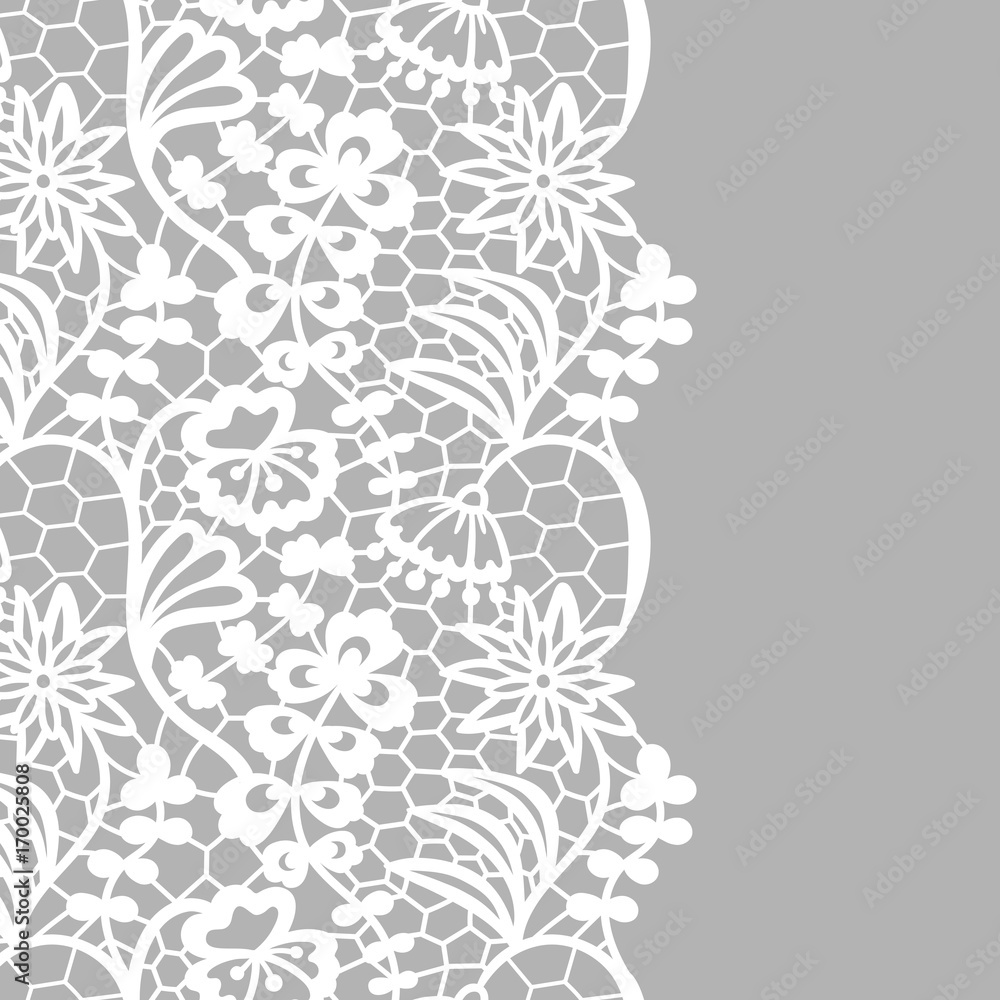 Seamless lace border. Invitation card.