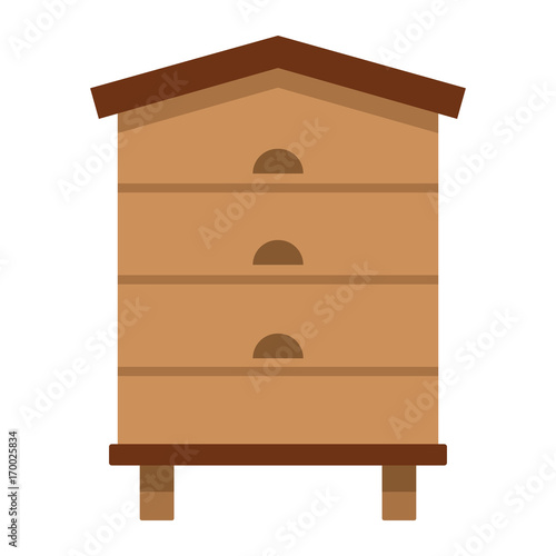 Wooden beehive icon in flat style vector illustration for design and web