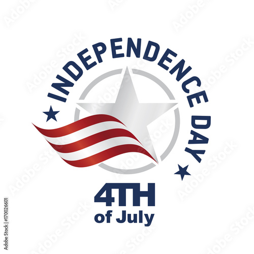 Independence Day USA logo star ribbon white background