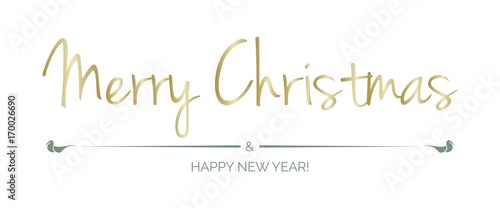 Grußkarte Merry Christmas and a happy new year mit goldfarbigem Text