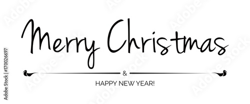 Grußkarte Merry Christmas and a happy new year mit schwarzem Text