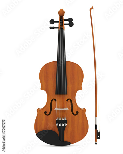 Aged Violin with Bow Isolated