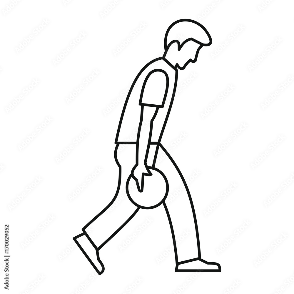 Bowling man icon in outline style vector illustration for design and web