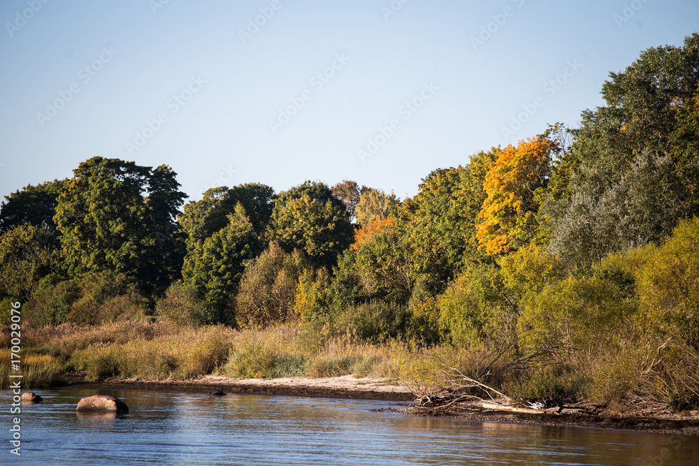 A beautiful scenery of  autumn in nordic European country.