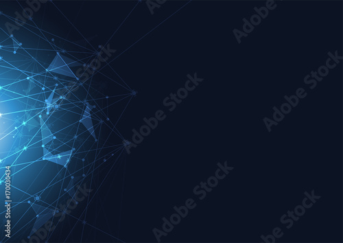 Abstract Polygonal Space Blue Background with Connecting. Vector Illustration