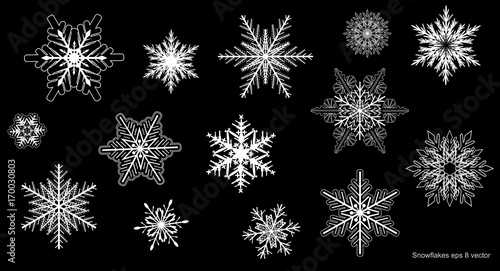 Snowflakes winter set, vect...