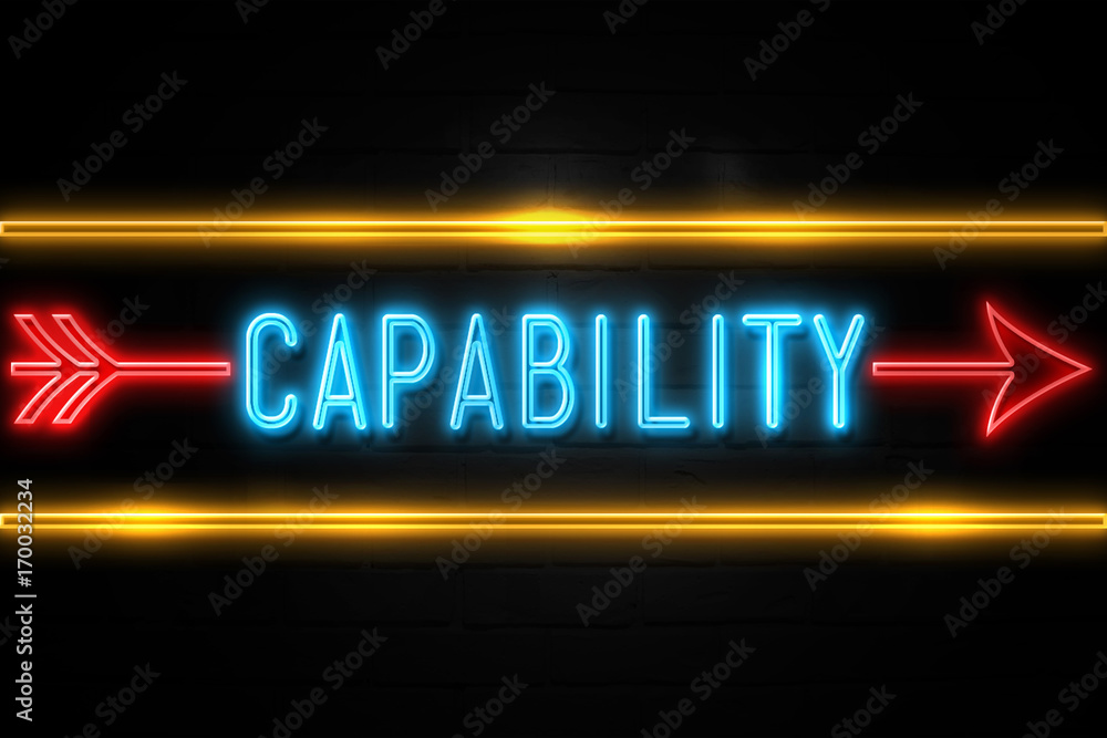 Obraz premium Capability - fluorescent Neon Sign on brickwall Front view