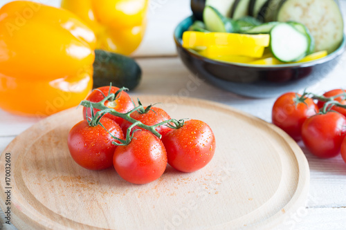 Fresh vegetables, ingredients for cooking a healthy lunch.