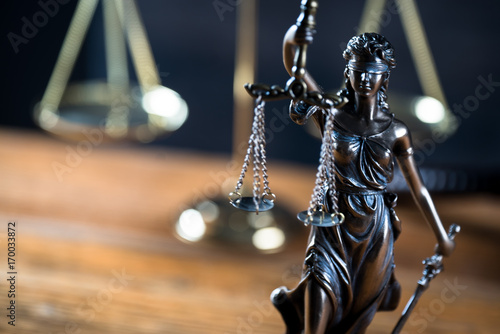 law symbols in courtroom photo