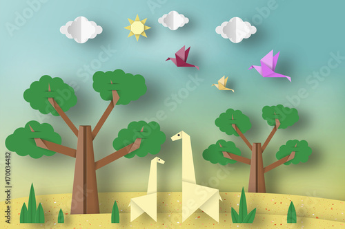 Paper Origami Concept.