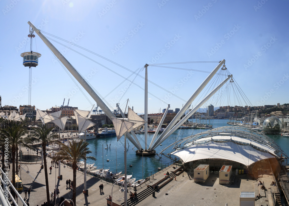 Fototapeta premium after sunset in Genoa near the lighthouse