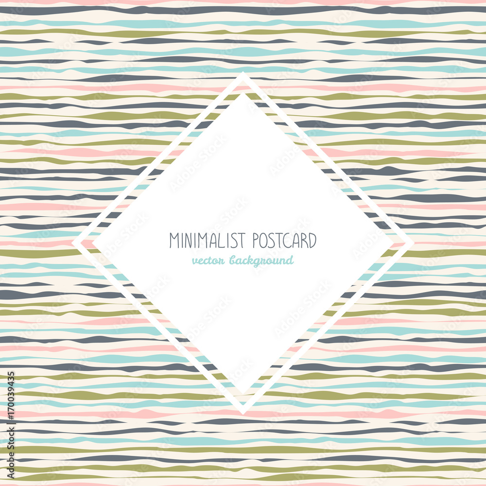 Fototapeta premium Simple flyer design. Horizontal wavy lines. Abstract background with hand drawn elements. Plain concept for postcard, invitation or poster. Can be used as seamless pattern.