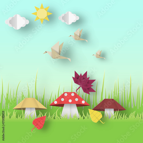 Autumn Origami Landscape.