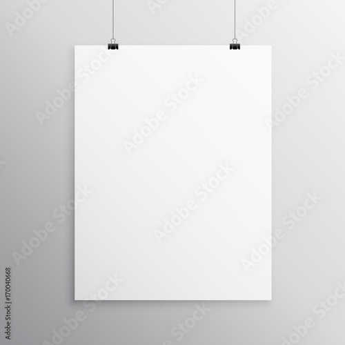 blank flyer mockup template hanging with clip