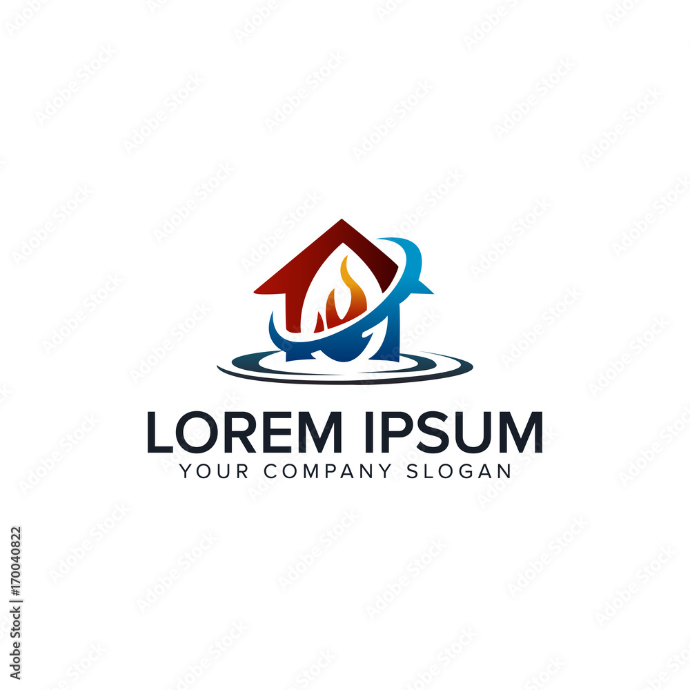 house care logo. fire water design concept template