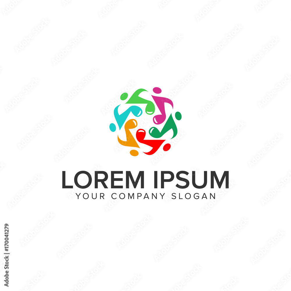 Music tones people logo design concept template Music tones people logo design concept template