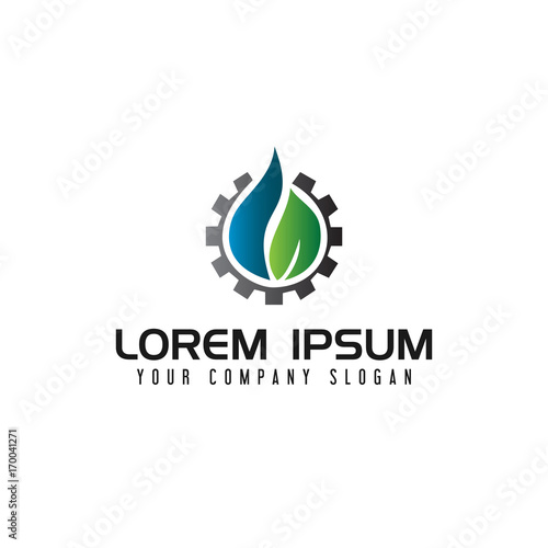 Energy liquid gear logo. oil gas industrial logo design concept template