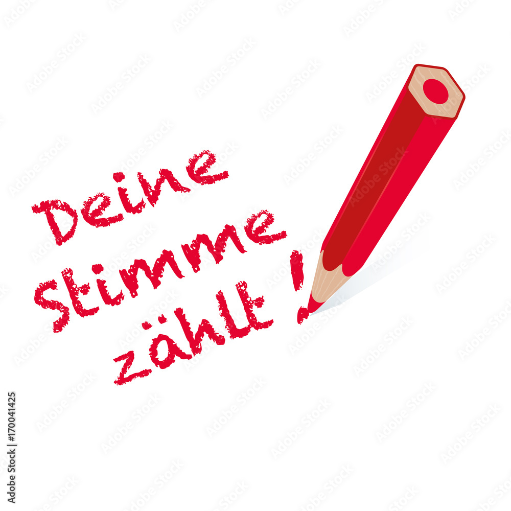 Deine Stimme zählt! - Roter Stift mit Handschrift vector de Stock Deine Stimme zählt! - Roter Stift mit Handschrift vector de Stock