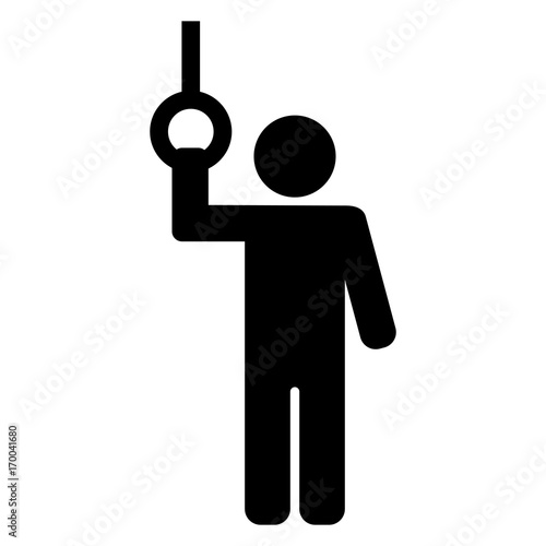 Hold the handrail. Vector illustration.