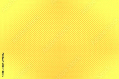 Gradient halftone dots background. Pop art template, texture. Yellow and orange. Vector illustration.