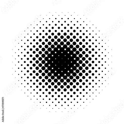 Circle gradient halftone dots background. Pop art template, texture. Vector illustration.