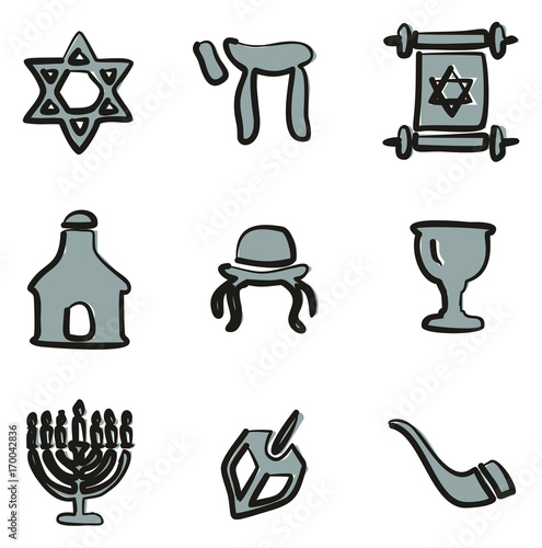Judaism Icons Freehand 2 Color