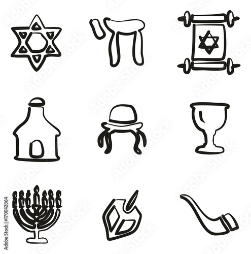 Judaism Icons Freehand 