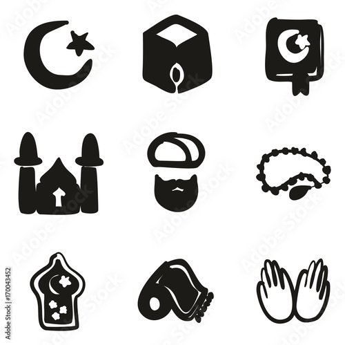 Islamic Religion Icons Freehand Fill