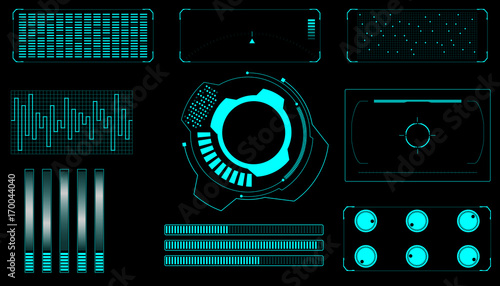 Abstract HUD Elements Graphic Virtual User Interface Control Panel Vector Background