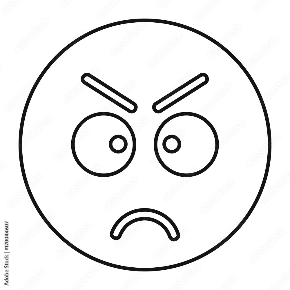 Angry face icon in outline style vector illustration for design and web isolated Angry face icon in outline style vector illustration for design and web isolated